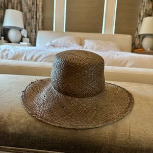 Janessa Leone Brown Straw Hat Small